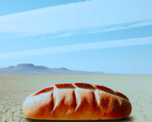 Loaf of bread sitting in desert